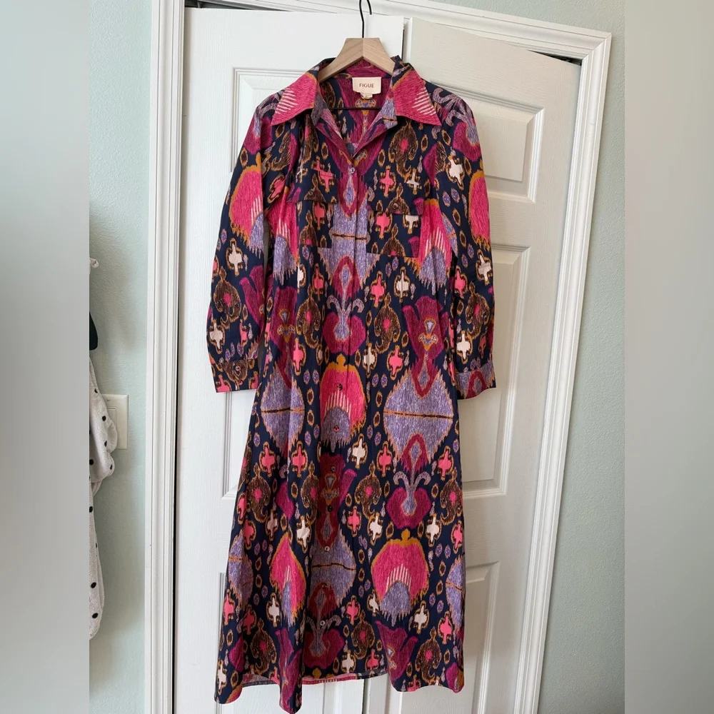 Figue Bassa Printed Midi Shirtdress size small
NWOT - Picture 7 of 16